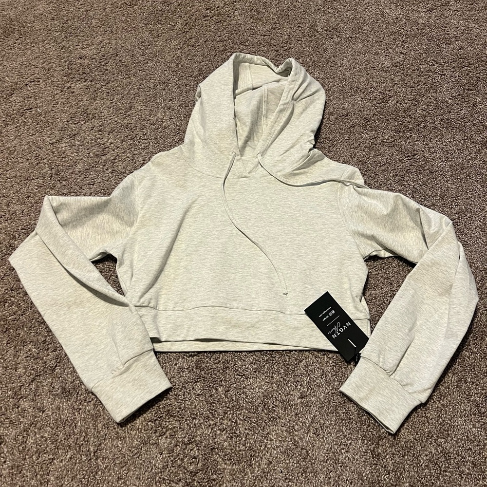 NWT NVGTN Light Gray Cropped Hoodie